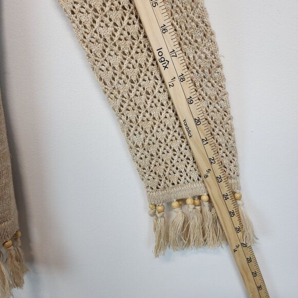 Storybook Knits Cardigan Sweater Size M Beige Crochet Fringe Granny Vintage - Picture 11 of 15